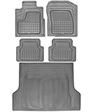 Motor Trend BC210-B2 Gray Performance Plus Rubber Car Floor Mat and Cargo Liner All-Weather Liner, 5 Piece