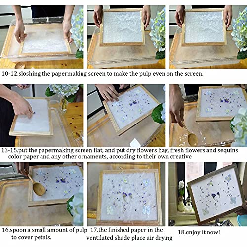 Complete Handmold Papermaking Kit Handmade Paper Art Crafts Set For Children With Screen Frame Great Gifts For Girls Boys Makes 5.8 X 8.2 Inch Paper (A5) #TOP3