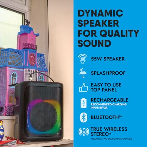 Carry-on Soundtrack Portable Bluetooth Speaker - Dual Microphone Inputs with Dynamic LED Lighting - Outdoor Speaker with Superior Sound and Lightweight Design for Indoor & Outdoor Events Carry-on Soundtrack Portable Bluetooth Speaker - Dual Microphone Inputs with Dynamic LED Lighting - Outdoor Speaker with Superior Sound and Lightweight Design for Indoor & Outdoor Events