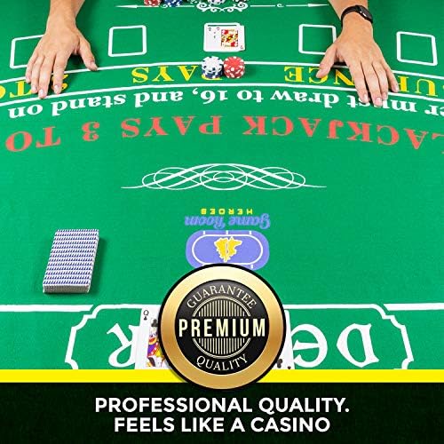 Tabletop Casino Felt Layout for Texas Holdem Poker and Blackjack - Premium Professional Grade Blackjack and Poker Mat for, Theme Party, Poker Night, Fundraisers & Gatherings
