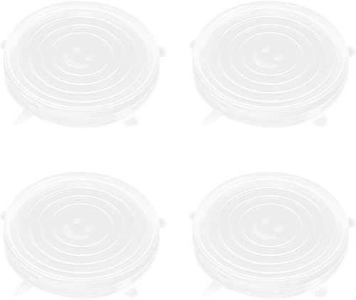 Paquete de 4 tapas elásticas de silicona reutilizables de 7.3 pulgadas, fundas de silicona para almacenamiento de alimentos, tapas elásticas