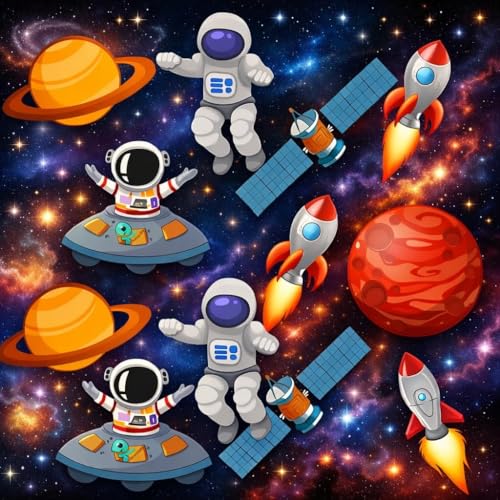 Image of Space Theme Birthday Decoration Banner for Kids Party | Astronaut Theme Birthday Decoration for Boys, Space Abnner , Cutout, Danglers for Home (Pack of 32)