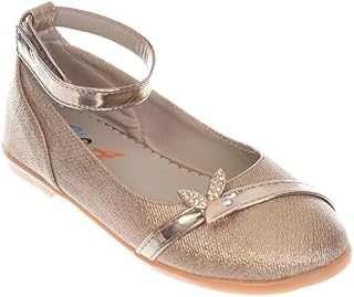HA Girls Ballet Flat Shoes With Glitter and Decorateive Strap