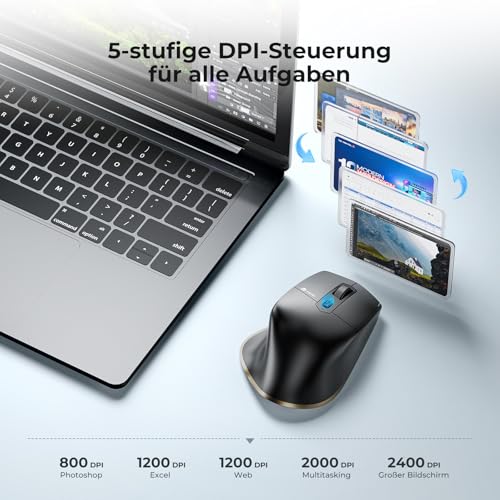 iClever Bluetooth Maus Kabellos, Ergonomische Maus, – Ansicht 5