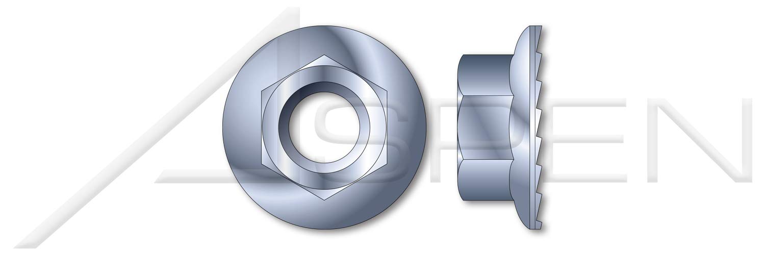 (500 pcs) 7/16"-14, Hex Flange Nuts with Serrations, Steel, Zinc Plated and Baked