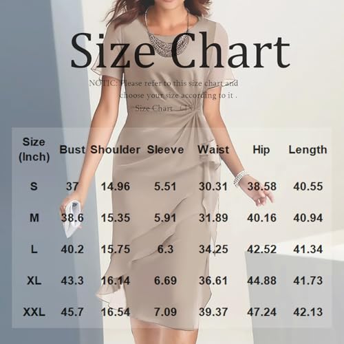 Robe Femme Chic et Elegant Tunique Robe de Cérémonie pour Femme Ronde Manches Courtes Chiffon de Soirée de Cocktail Mariage Luxe pour Mariage Warp de Bal Longue Robes Business 03-Vert foncé M – vue 3