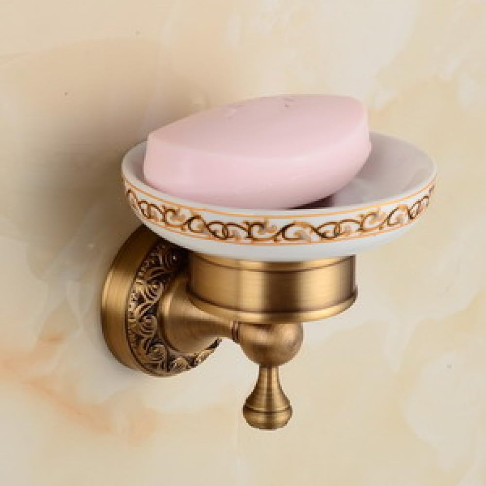 LCANALLYMS Wall hooks, Coat Hook Bathroom Hooks Solid Brass Accessories Set Robe Paper Holder Towel Bar Soap Basket Sets(Soap Dish)