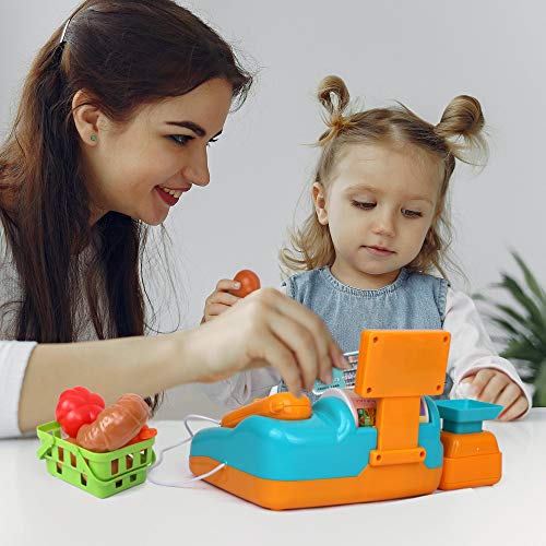 Playkidz Interactive Toy Cash Register For Kids - Sounds & Early Learning Play - Handheld Scanner & Calculator, Working Conveyor Belt #TOP4