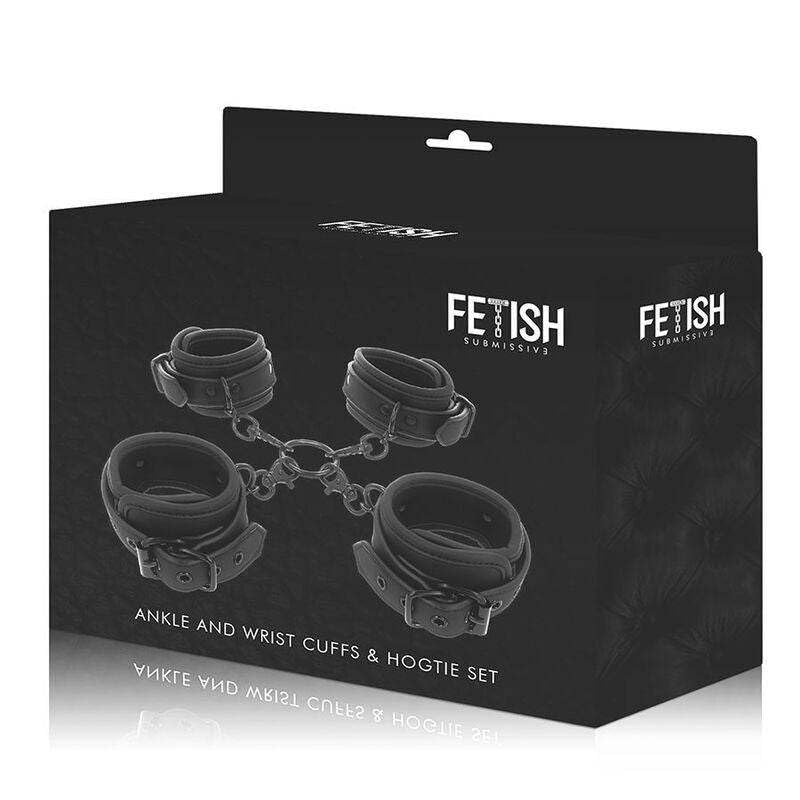 Handschellen Set für Hände & Knöchel – Verstellbare BDSM Fesseln aus veganem Leder mit Neopren-Futter – Bondage Set für Hogtie, Anfänger & Fortgeschrittene