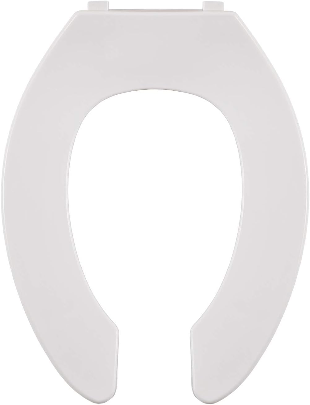 Elongated Toilet Seat, Open Front No Cover, Commercial, Stainless Steel Hinges, Plastic, Made in the USA, 550STSCC-001, White