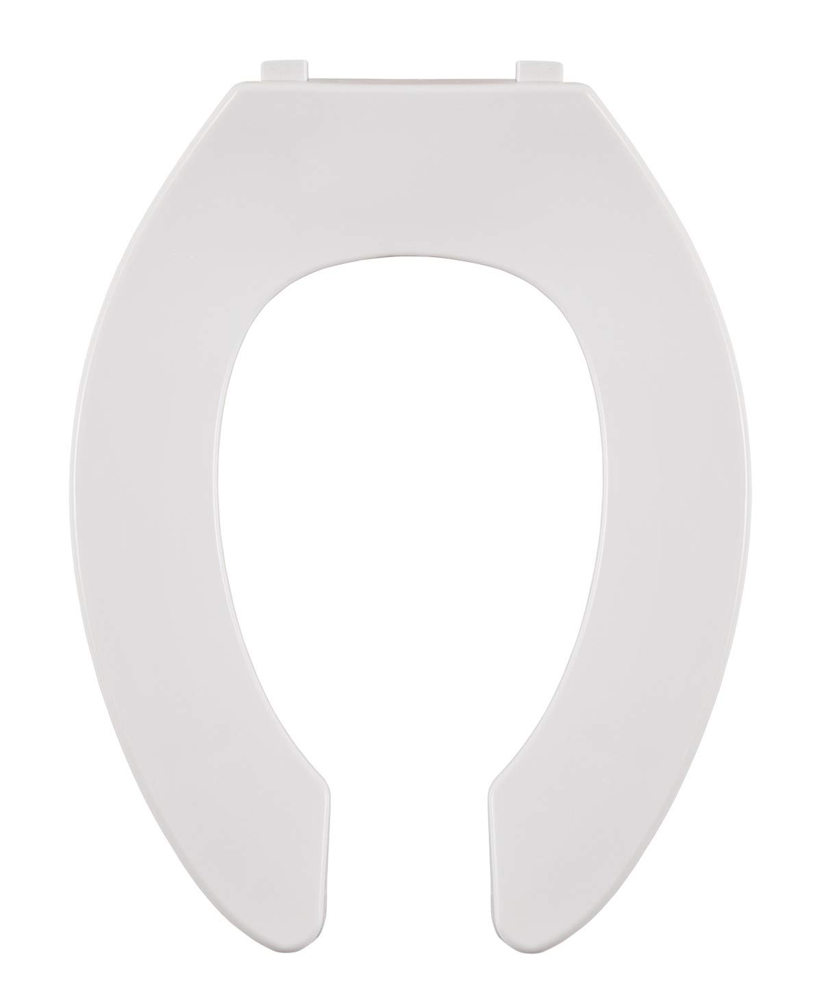 Centoco Elongated Toilet Seat, Open Front No Cover, Commercial, Stainless Steel Hinges, Plastic, Made in the USA, 550STSCC-001, White