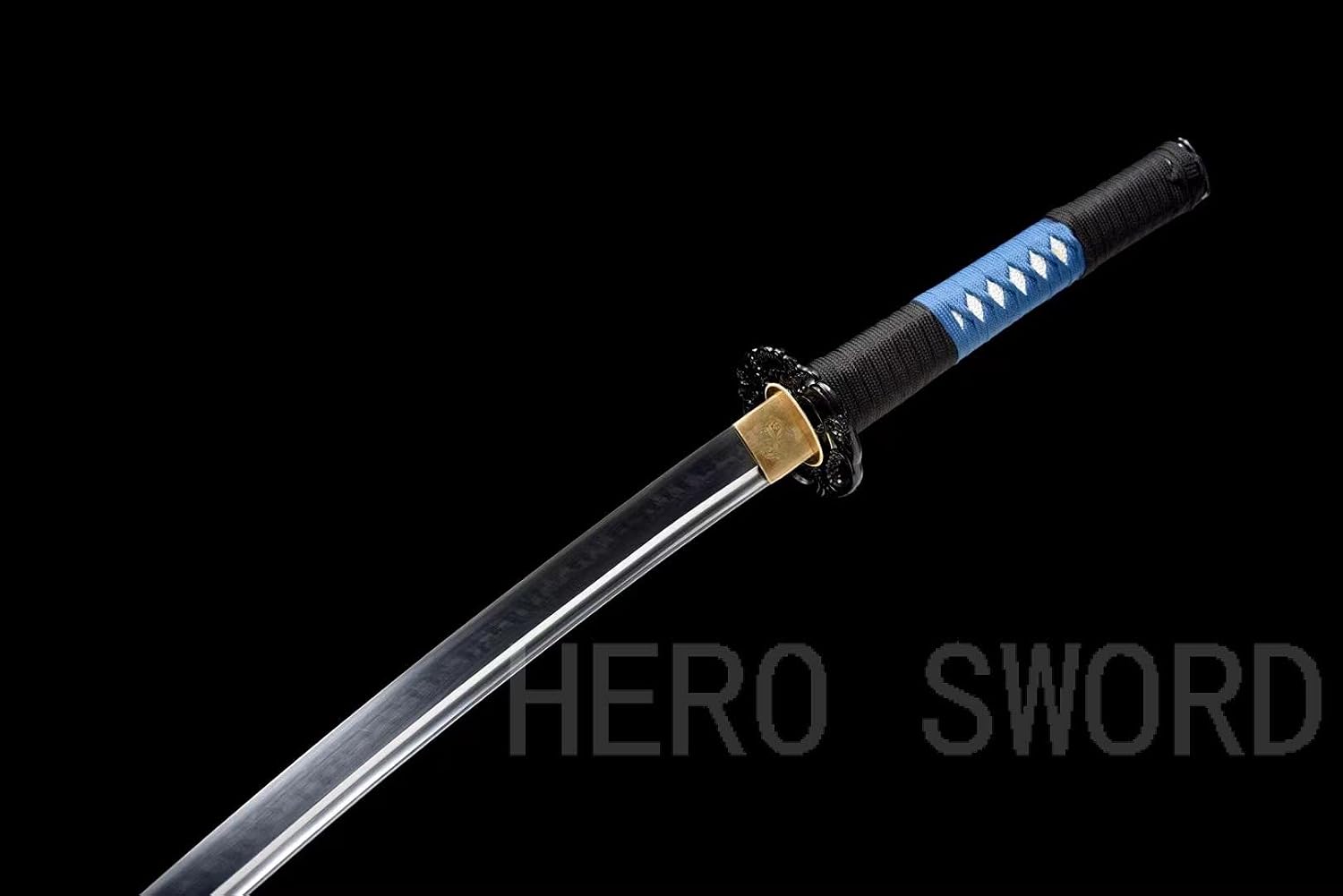 HERO SWORD Handmade Black Blue Katana Clay Tempered T10 Steel with Real Hamon Japanese Samurai Sword Razor Sharp Blade Combat Ready Knife