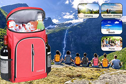 Image of FORICH Soft Cooler Backpack Insulated Waterproof Cooler Bag Leak Proof Portable Backpacks to Work Lunch Travel Beach Camping Hiking Picnic Fishing Beer for Men Women (Watermelon Red)