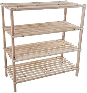 Lavish Home Wood, Storage Bench – Closet, Bathroom, Kitchen, Entry Organizer, 4-Tier Space