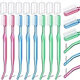 Orthodontic Toothbrushes Double-Ended Interdental Brush V Trim End Tuft Toothbrush with Interproximal Head Toothbrush for Cleaning Ortho Braces, 3 Colors (8 Pieces)