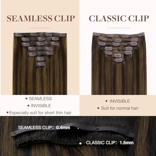 Image of GOO GOO Seamless Clip in Hair Extensions Real Human Hair Remy Extensions