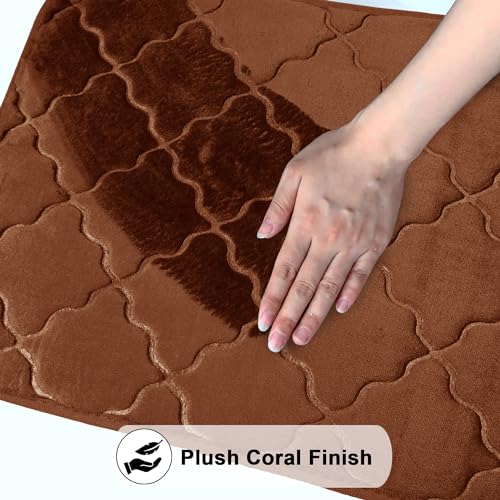 Image of Anti-Skid Memory Foam Bath mats|Washable, Non-Slip, Soft & Super Absorbent Quick Drying Mat |Door Mats Ideal for bathrooms, Showers, Kitchens & Home Entrance (60x40cm Brown Quatre)