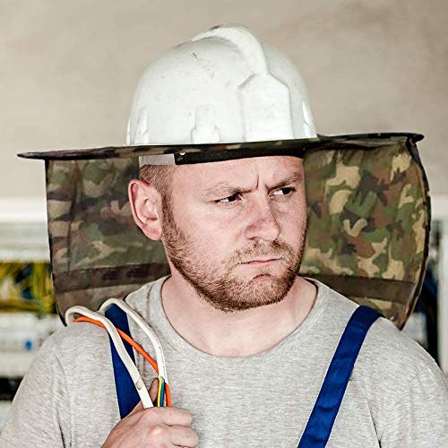 Hard Hat Sun Shade,Full Brim Mesh Neck Sun Shield Protector with High Visibility, Reflective, Adhesive Hook by Shellvcase (1, Camouflage)