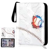 CECOKESO Trading Card Binder with Sleeves, Sports Card Binder Collectible Trading Card Albums with 50 Removable Sleeves (White, 4 Pocket)