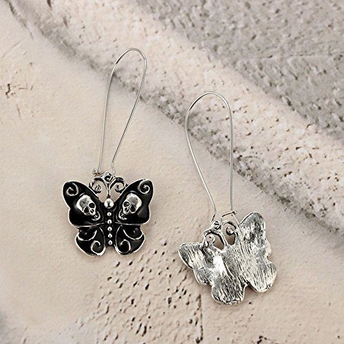 Unique Black Butterfly Skull Dangle Hook Drop Earrings #TOP7