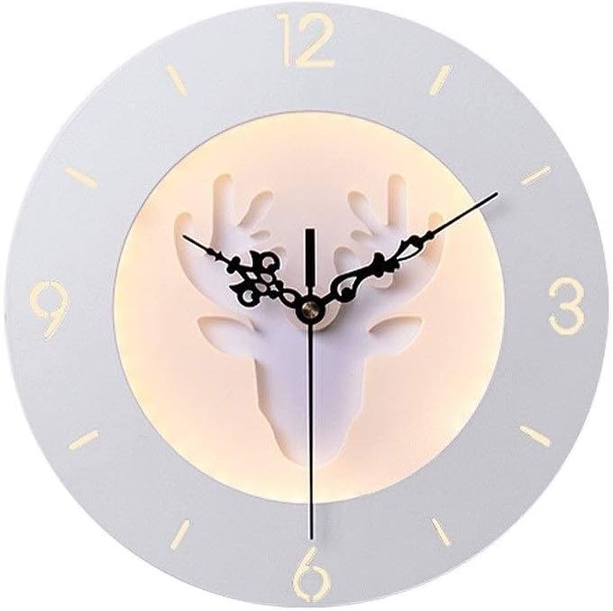 Bedside Lamp Bedroom Clock Creative Decorative Lamp Living Room TV Background Wall Hanging Lamp Children's Room Deer Headlights
