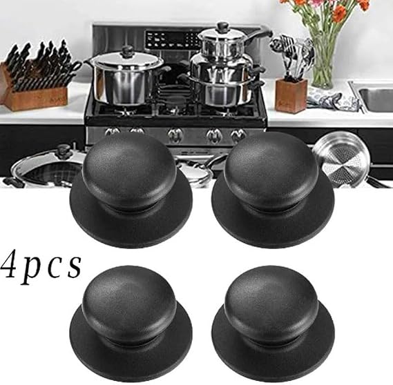 1/4 Pcs Pot Lid Knob, Universal Replacement Pan Lid Cover Knobs, Kitchen Cookware (Black) (4)