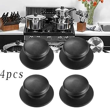 1/4 Pcs Pot Lid Knob, Universal Replacement Pan Lid Cover Knobs, Kitchen Cookware (Black) (4)