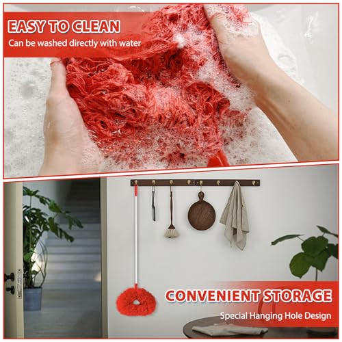 Image of Ceiling Fan Cleaner Duster High Ceiling Extended Fan Blade Cleaner from 13 to 50 Inch Reusable Microfiber Ceiling Fan Duster with Extension Handle for Furniture Bookshelves Wall Door (Red)