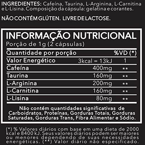 IN-Energy+ (Cafeína, Taurina, Arginina, L-Carnitina e Lisina com 60 Cápsulas) Imperium Nutrition