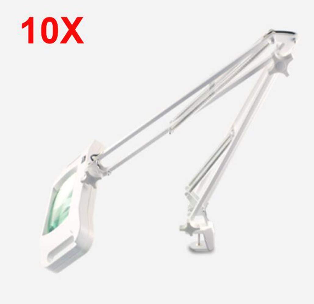 Lupa, lámpara de Aumento LED con Pinza, con Brazo Giratorio Ajustable, luz, Lupa de 10 aumentos, lámpara de Aumento Vertical de Escritorio, luz de Belleza, Soporte de Belleza ajust