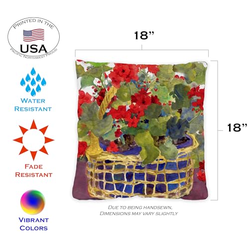Toland Home Garden 761218 Set of 2 Geranium Basket Spring Pillow Covers 18x18 Inch Flower Outdoor Square Indoor Decorative Throw Pillows