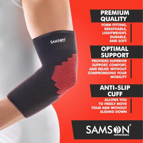 Image of SAMSON Tennis Elbow Support - Pain Relief & Compression, Perfect for Gym, Yoga, Cricket & Badminton (Pair, Large)