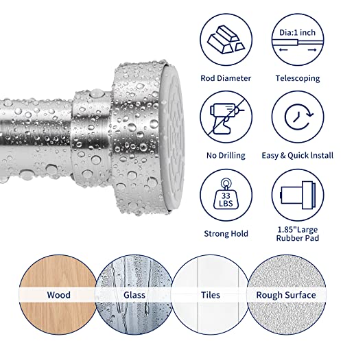 Ynl Shower Curtain Rod Tension- No Drill, Never Rust, Non-Slip Spring Tension Rods For Bathroom, 30-48 Inches, Closet Rod Stainless Steel, Brushed Nickel #TOP1
