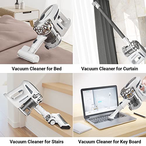 Canuoya Akku Staubsauger - Kabelloser Staubsauger 23 Kpa Starke Saugkraft mit Abnehmbarem Akku, 4 in 1 Kapazität für Zuhause Hartboden Teppich Auto Haustier – Bild 7