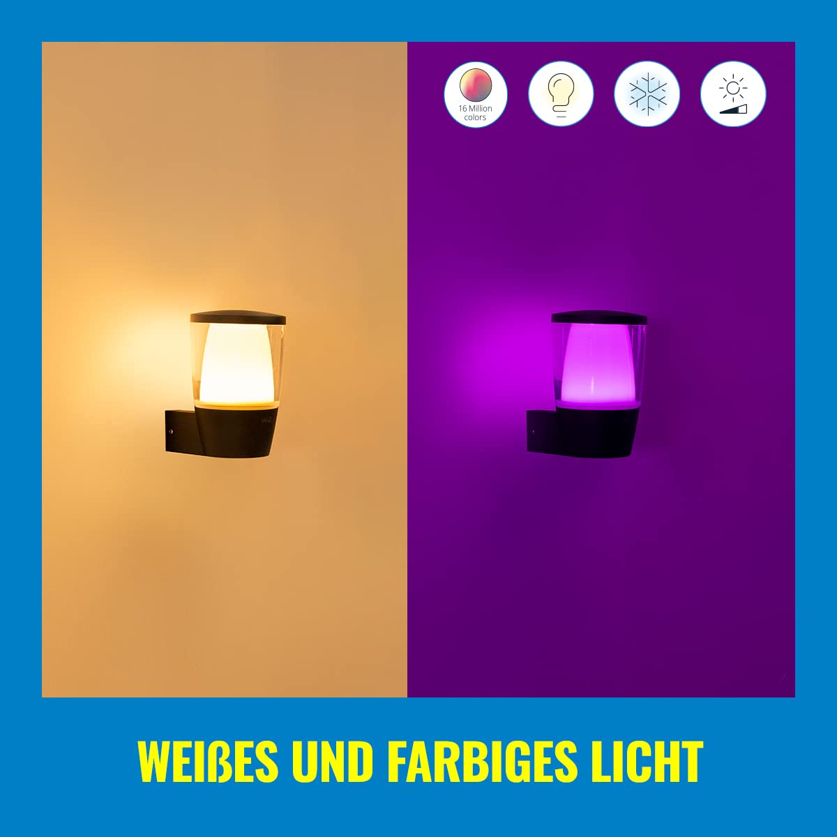 WiZ Tunable White and Color Elpas Outdoor Wandleuchte (650 lm), LED Leuchte mit 16 Mio. Farben oder warm- bis kaltweißem dimmbarem Licht, smarte Lichtsteuerung über WLAN per Stimme/App, schwarz