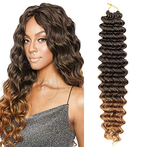 7 Packs Deep Wave Crochet Hair Deep Twist Crochet Braid Low Tempreture Kanekalon Synthetic Hair Extension 15 Strands/Pack (12" 7Packs, T27)