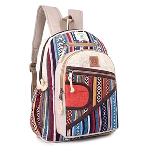 Natural Handmade Large Multi Pocket Hemp Nepal Backpack (BKPK-4)