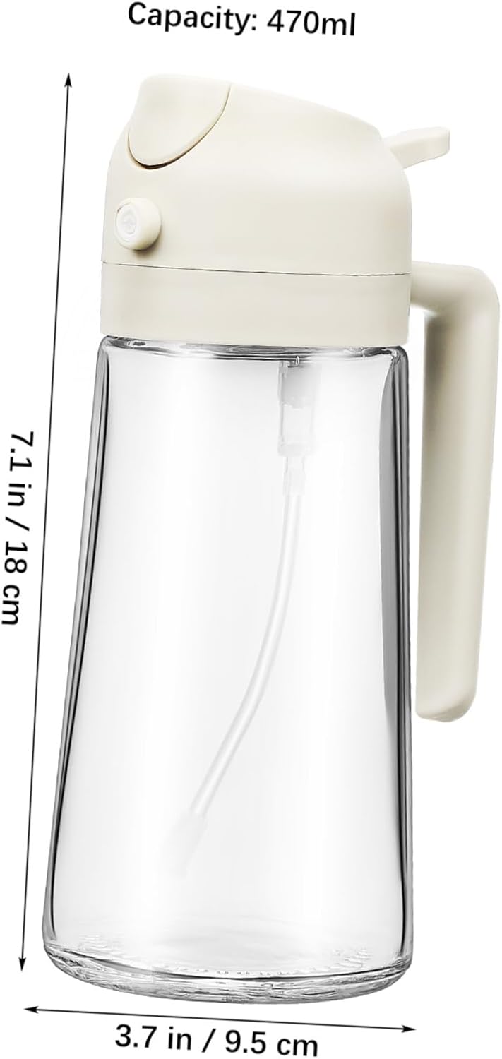470ml Glass Olive Oil Dispenser Spray and Pour Oil Sprayer for Cooking and Baking