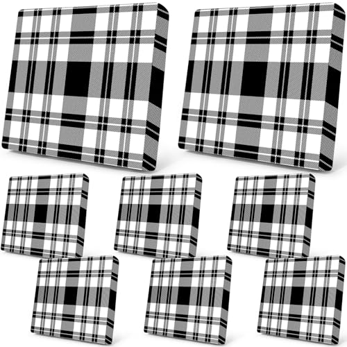 Newwiee 8 Pcs Outdoor Stretch Cushion Cover Plaid Patio Chair Cus...