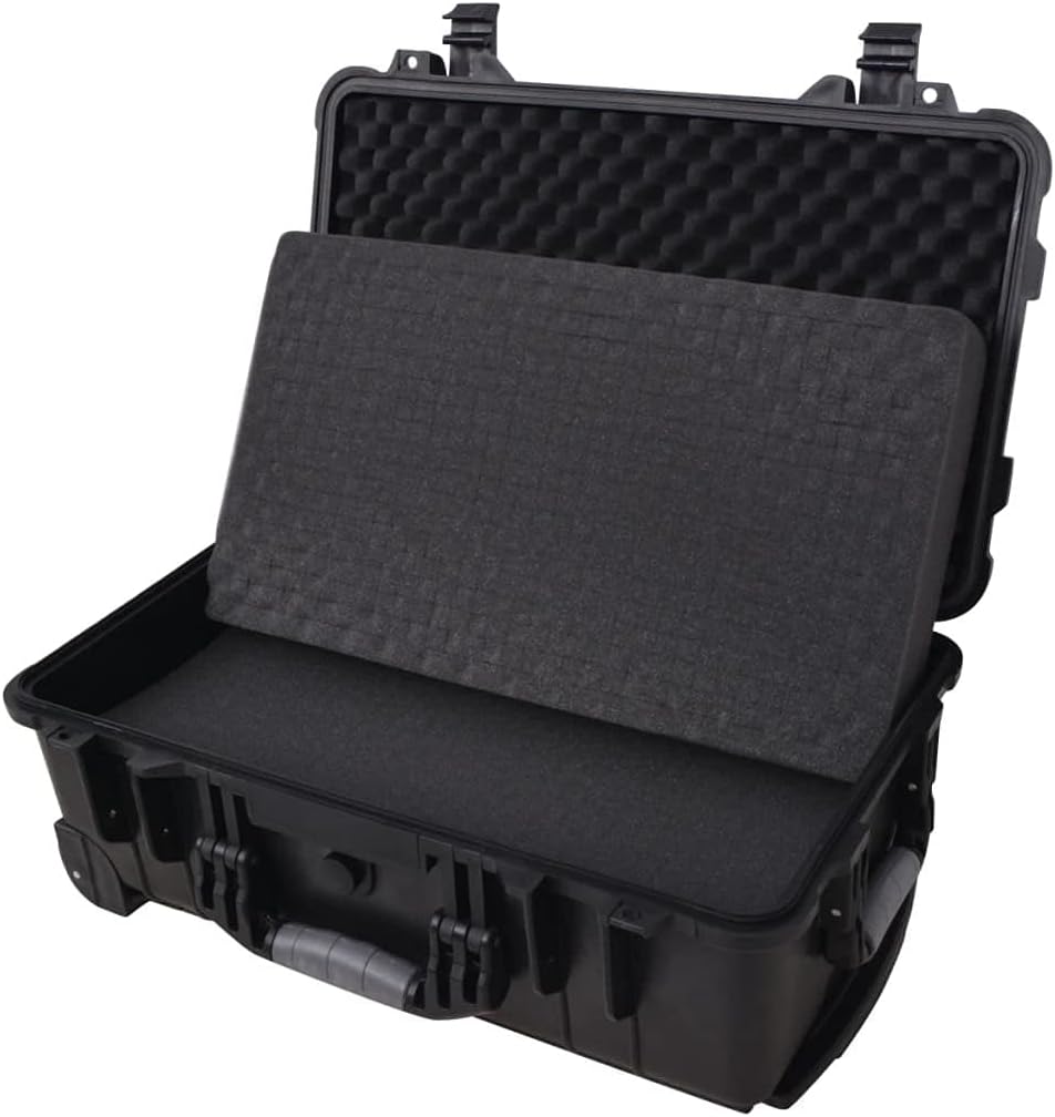 vidaXL Wheel-equipped Tool with Pick & Pluck Equipment Case Storage Cabinet Storage Boxes Travel Boxes Tool Case Watertight Durable Black