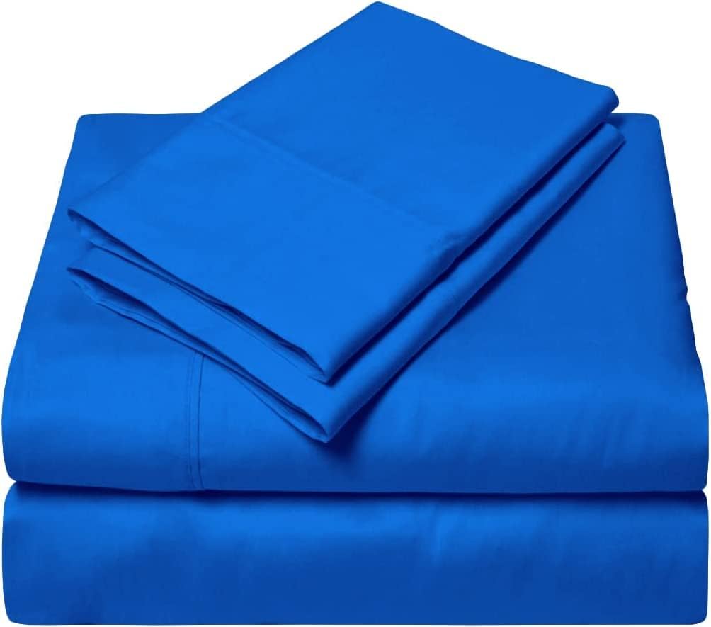 4 Piece Sheet Set - Hotel Luxury 600 Thread Count Sheets & Pillowcases Bedding Fits Upto 18" Mattress -100% Egyptian Cotton 4 Piece Set - Royal Blue Solid, Full-XL Size.