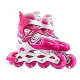 Tixiyu Verstellbare Performance-Inline-Skates für, Bequem und Sicher für Jungen und Mädchen, Genießen Sie die Freizeit, PU+ Mesh-Material, Größe S (26–32). (Rosa #22)