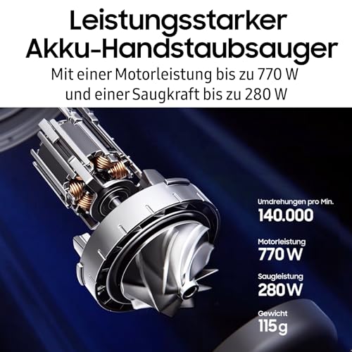 Samsung VS80F28EGS/WD Bespoke AI Jet Akku+ Wet&Clean, Akku-Handstaubsauger mit Wischer, Inkl. Zubehör, 280 W, 2 Akkus, All-In-One-Station, Spray Spinning Sweeper, Jet Dual+ Bürste, Santorini Beige