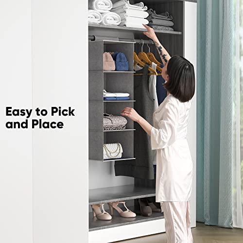 Jonzin 2 Pack Hanging Closet Organizer And Storage 4-Shelf, Hanging Shelves For Closet, Collapsible Wardrobe Hanging Shelves Organizer For Bedroom Or Garment Rack, 11.81" X 11.81" X 27.95" #TOP5