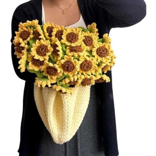 Manta de ramo de flores de ganchillo, kit de punto hecho a mano, paquete de material romántico creativo, ramo de girasoles para decoración del día de la madre, cumpleaños, hogar
