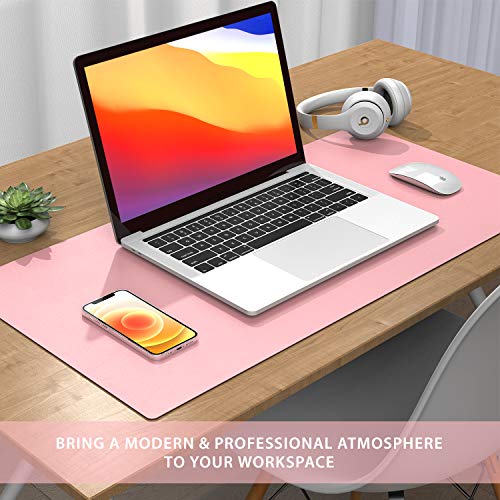 Image of AFRITEE Desk Pad Protector Mat - Dual Side PU Leather Desk Mat Large Mouse Pad Waterproof Desk Organizers Office Home Table Decor Gaming Writing Mat Smooth (Light Blue /Baby Pink, 31.5 inch x 15.7 inch)