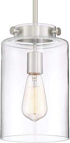 Miniatura 6 de Home Decorators Collection - Mini colgante de níquel cepillado con pantalla de cristal transparente