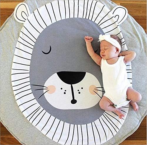 Baby Blanket Cotton, Queta Baby Play Gym Mat Playmat Activity Gym Floor Mat for Toddler Kids 90cm Soft Sleeping Mat (Lion)