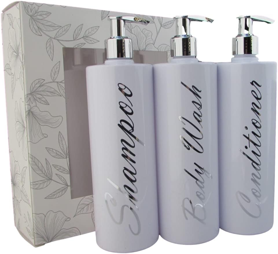 Alora 16oz Reusable Shampoo and Conditioner Bottles Set of 3 White