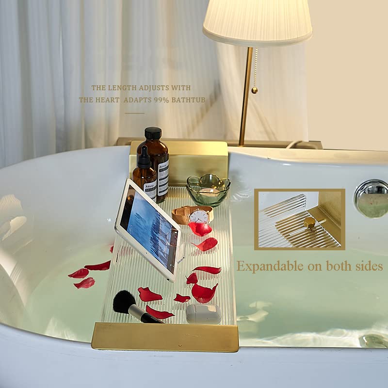 Plateau de baignoire extensible en acrylique transparent avec support - 5